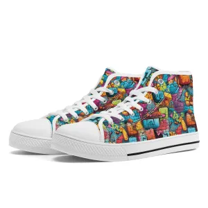 3D Brick Wall Street Art Graffiti Design Converse Style High Tops
