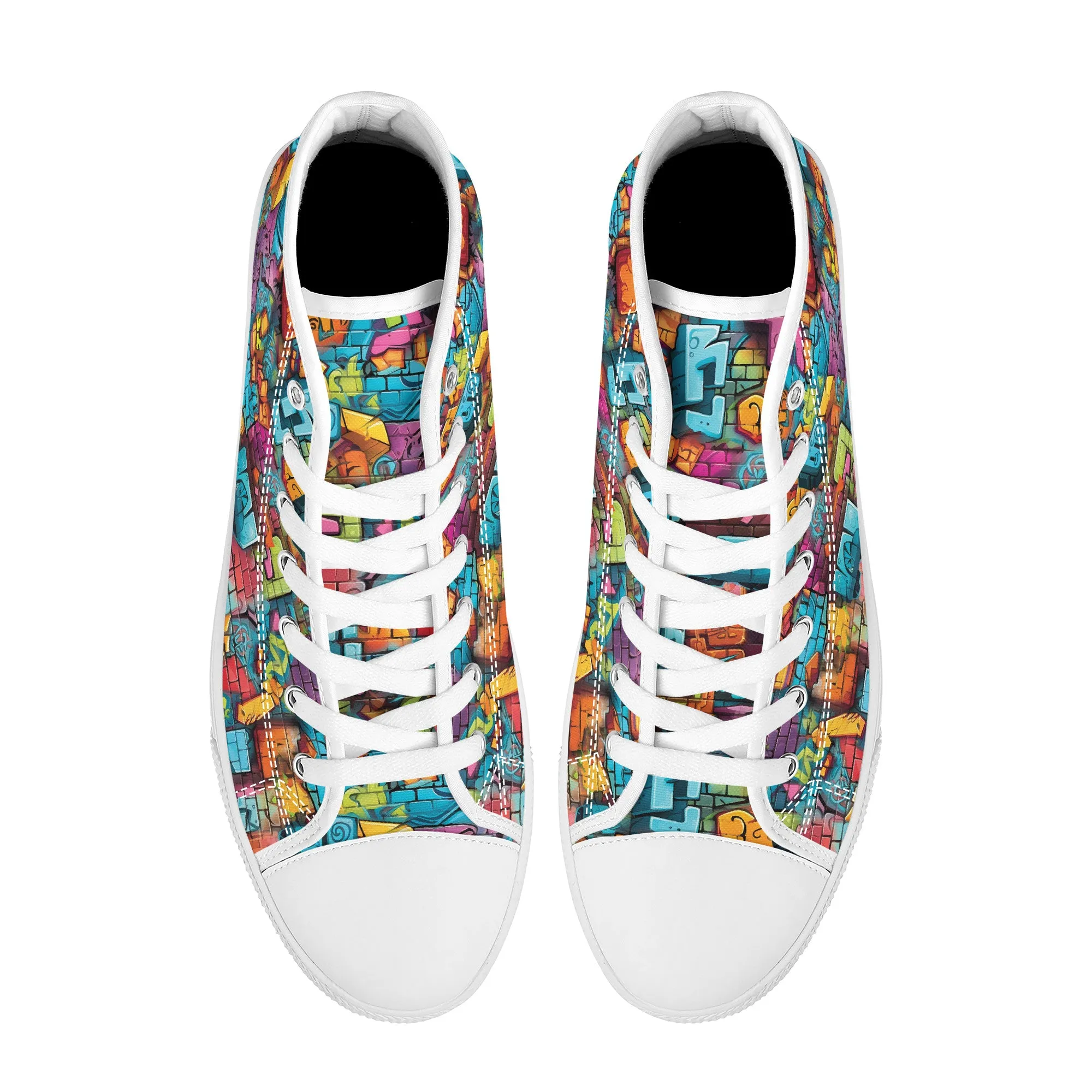 3D Brick Wall Street Art Graffiti Design Converse Style High Tops