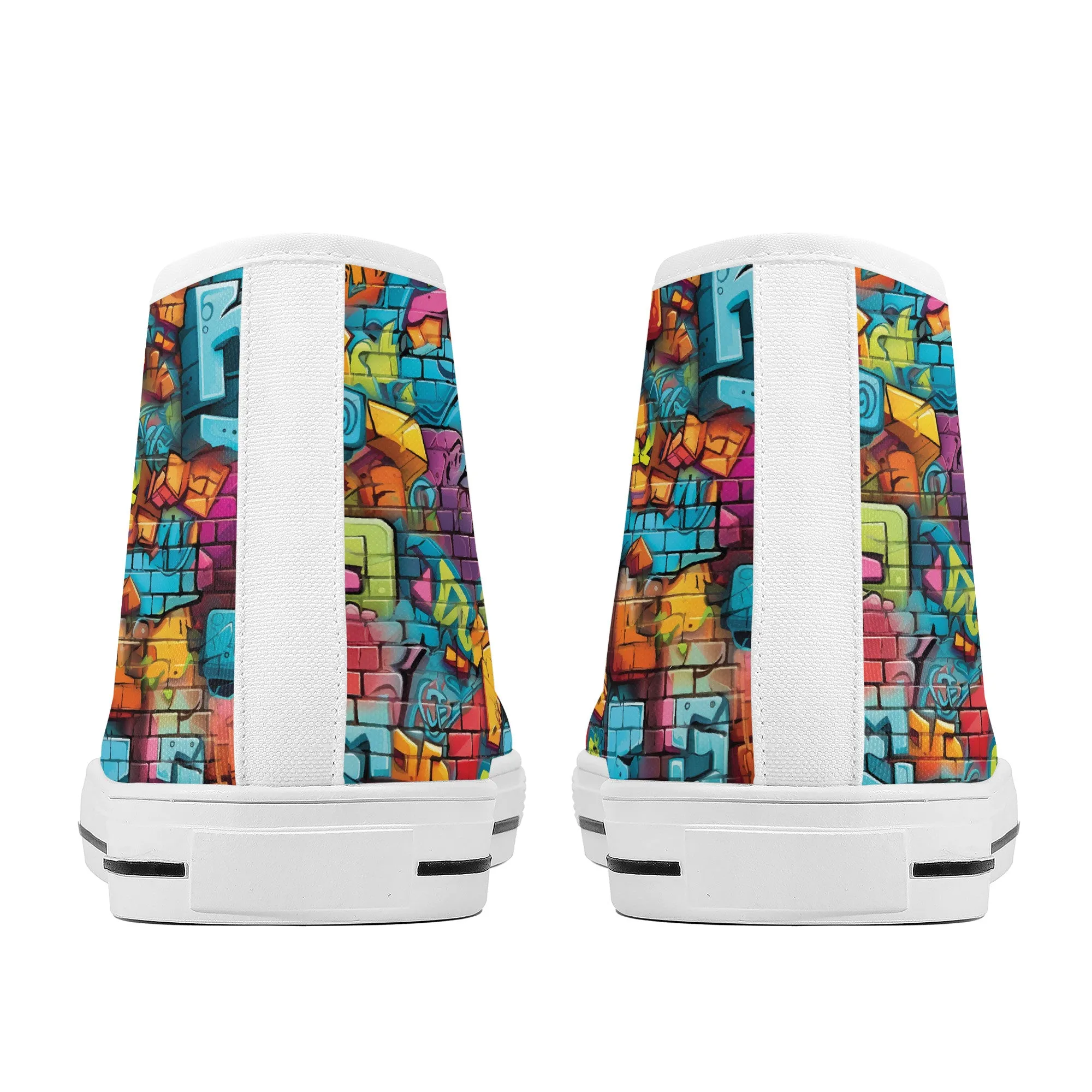 3D Brick Wall Street Art Graffiti Design Converse Style High Tops
