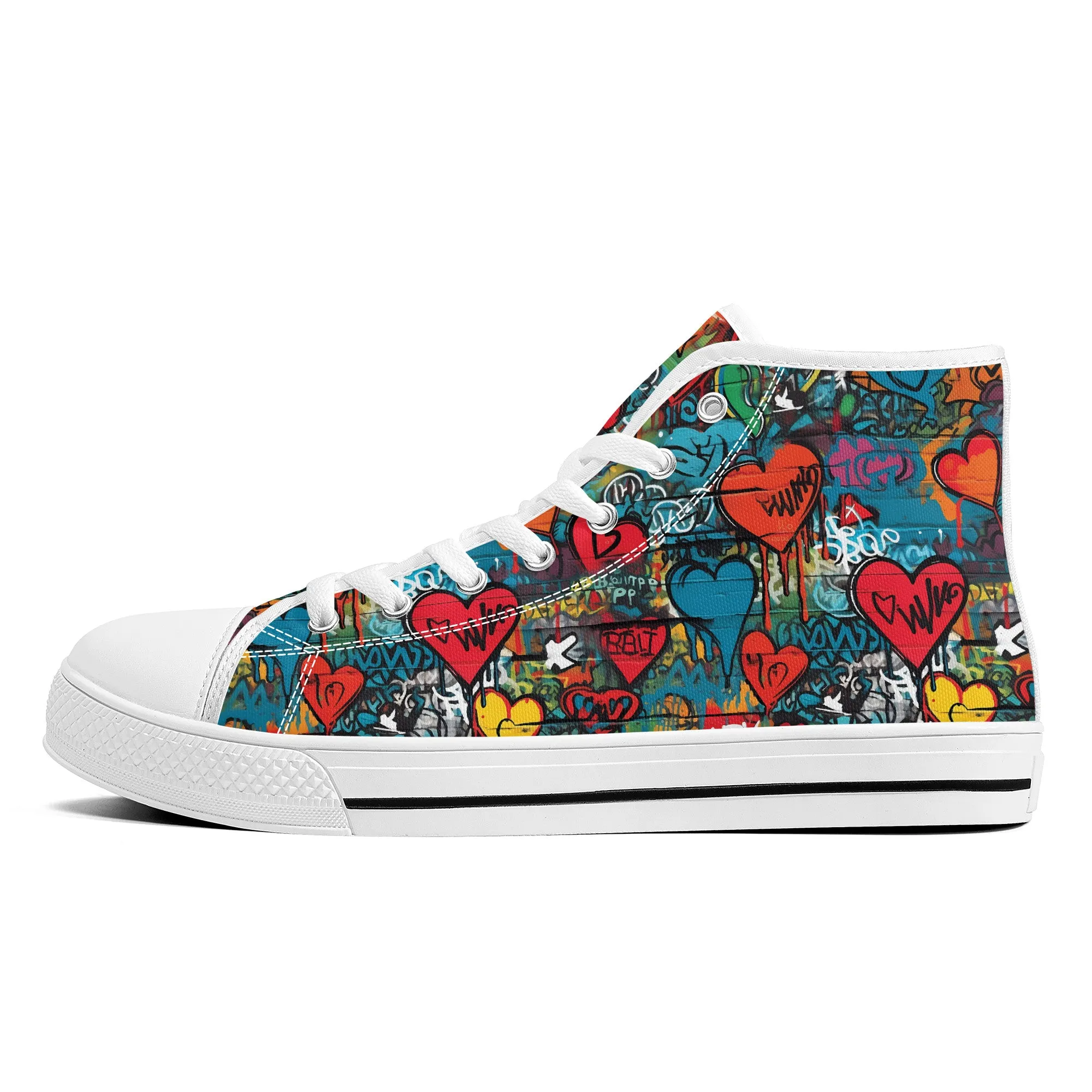 3D Wall Art Graffiti Style Hearts Converse Style High Tops