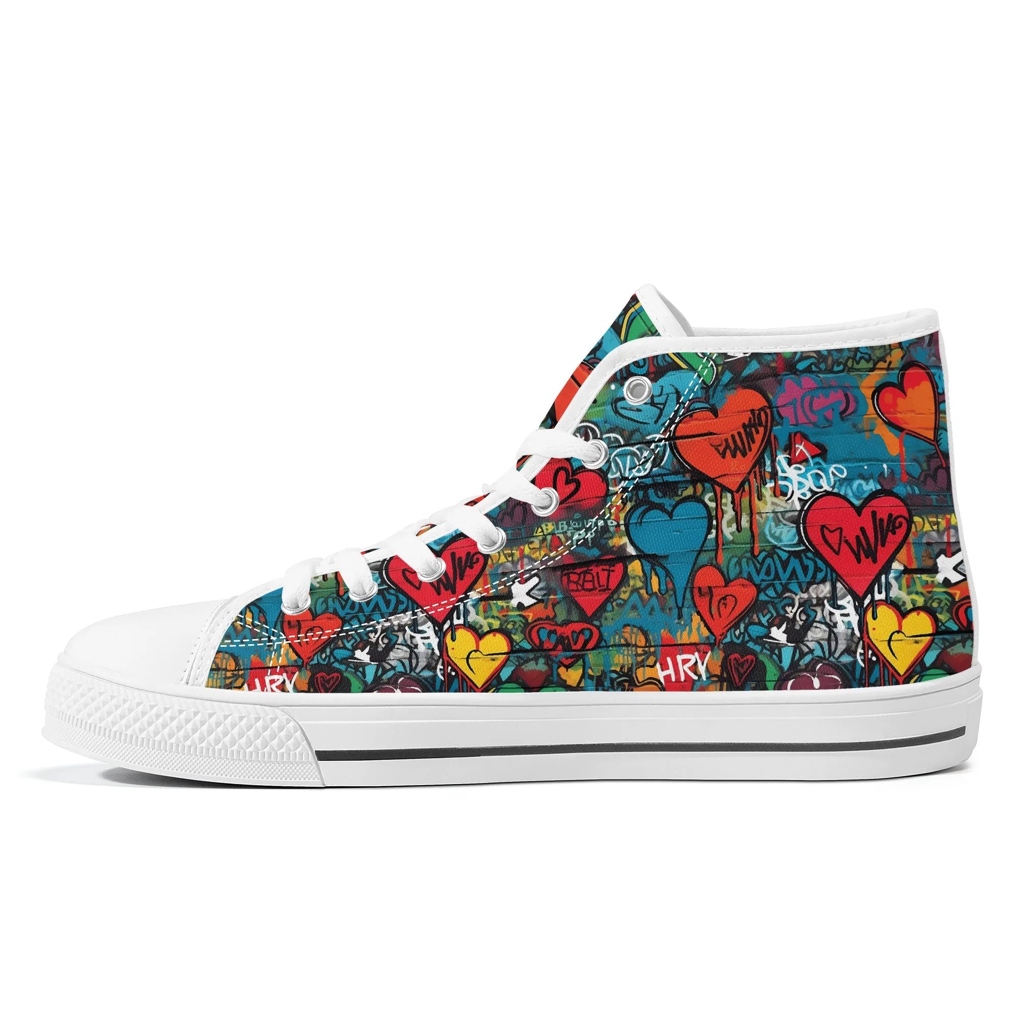 3D Wall Art Graffiti Style Hearts Converse Style High Tops