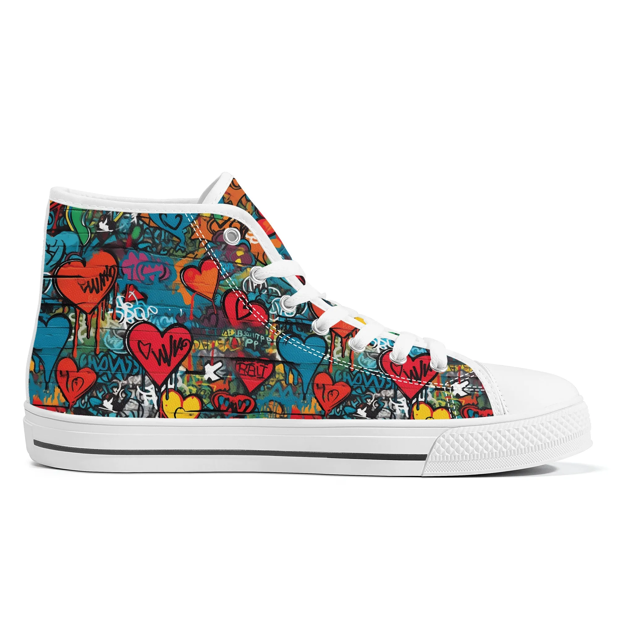 3D Wall Art Graffiti Style Hearts Converse Style High Tops