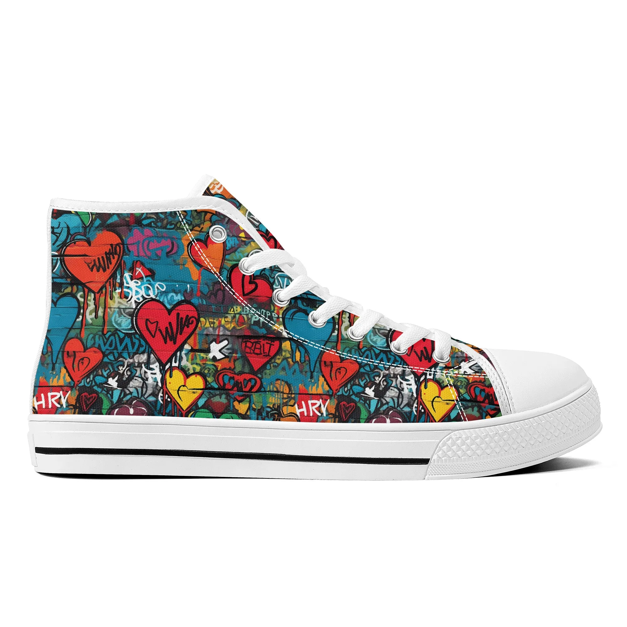 3D Wall Art Graffiti Style Hearts Converse Style High Tops