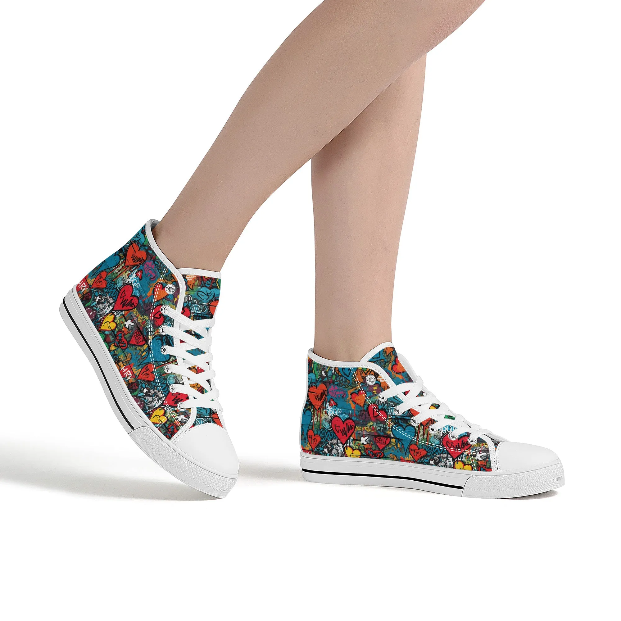 3D Wall Art Graffiti Style Hearts Converse Style High Tops