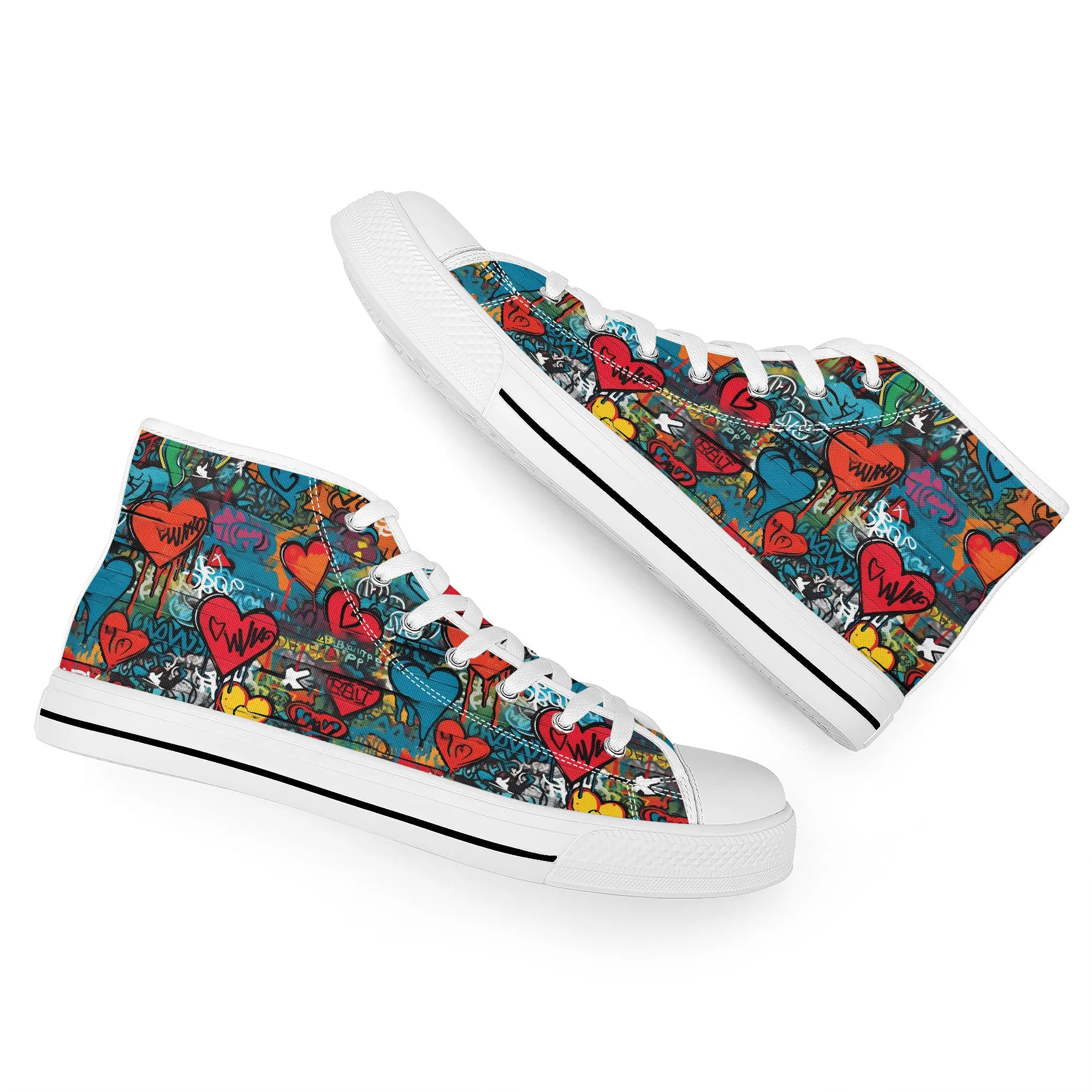 3D Wall Art Graffiti Style Hearts Converse Style High Tops