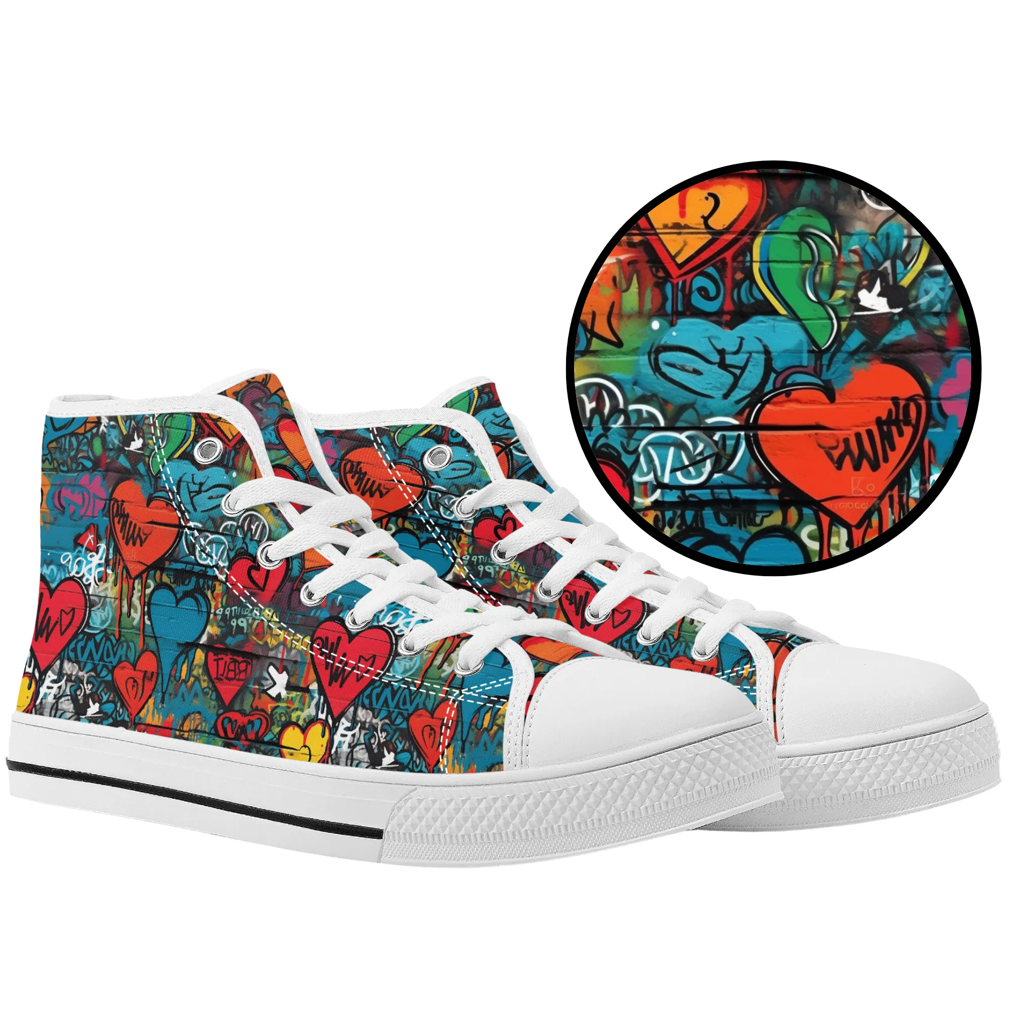 3D Wall Art Graffiti Style Hearts Converse Style High Tops