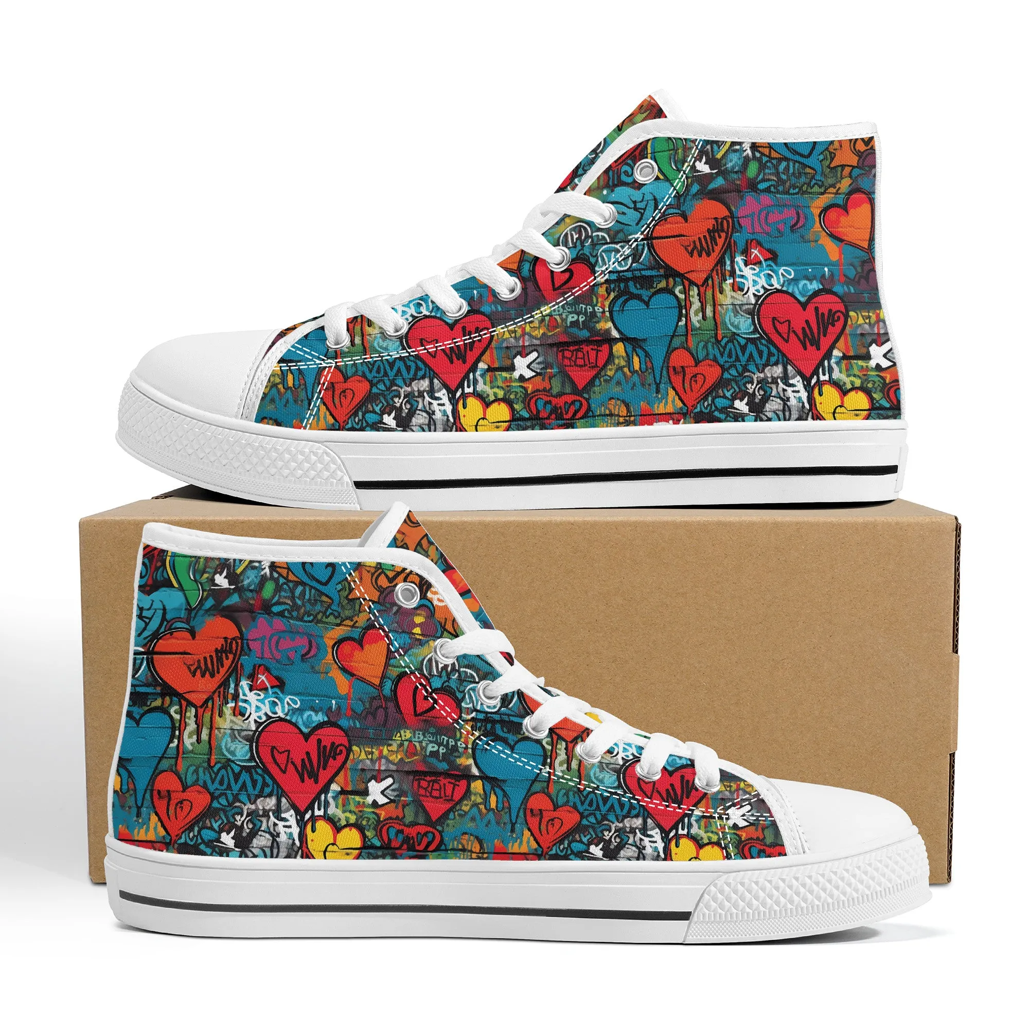 3D Wall Art Graffiti Style Hearts Converse Style High Tops