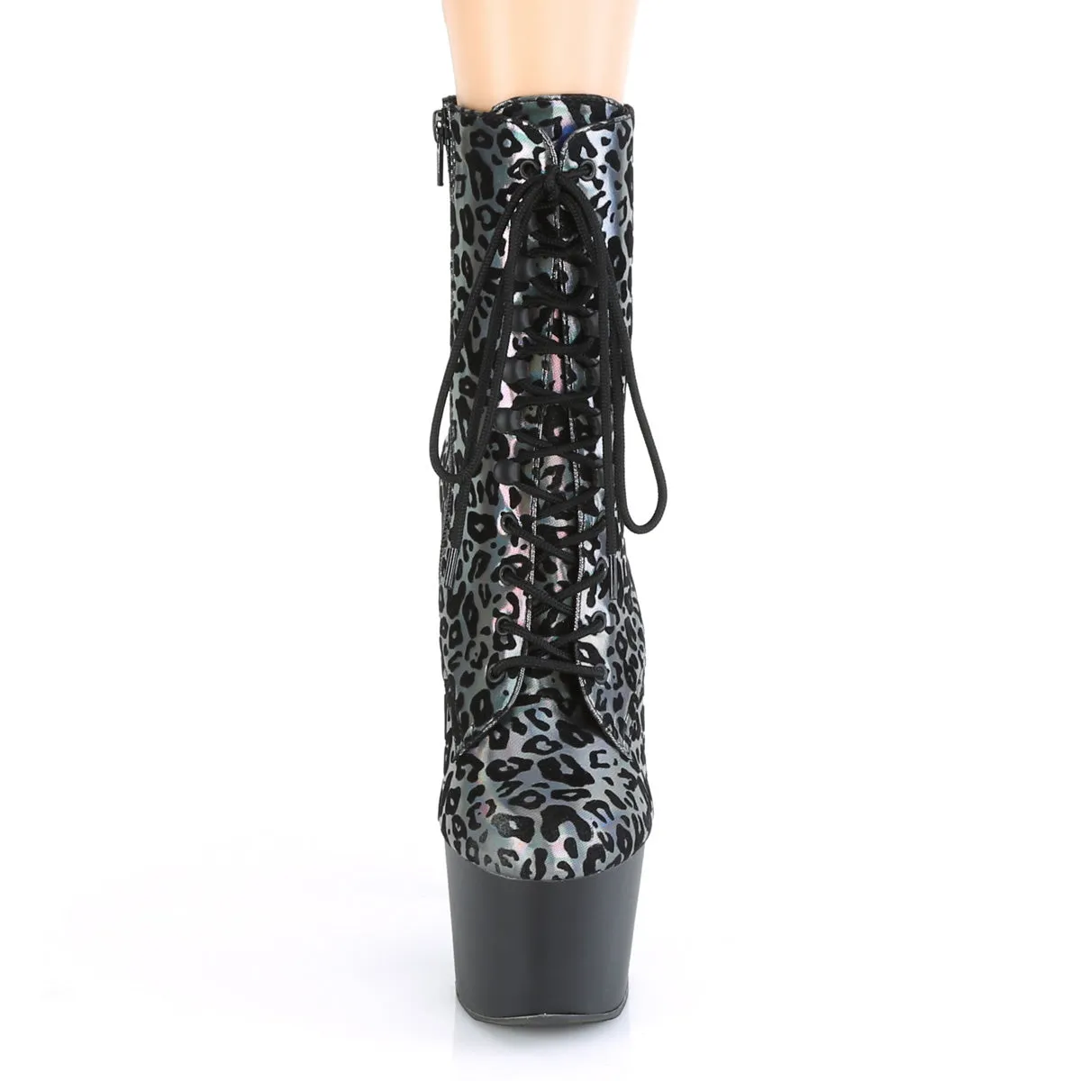 ADORE-1020LP Pleaser Pewter Leopard Print Holo/Black Matte Sexy Platform Shoes (Pole Dancing Heels)