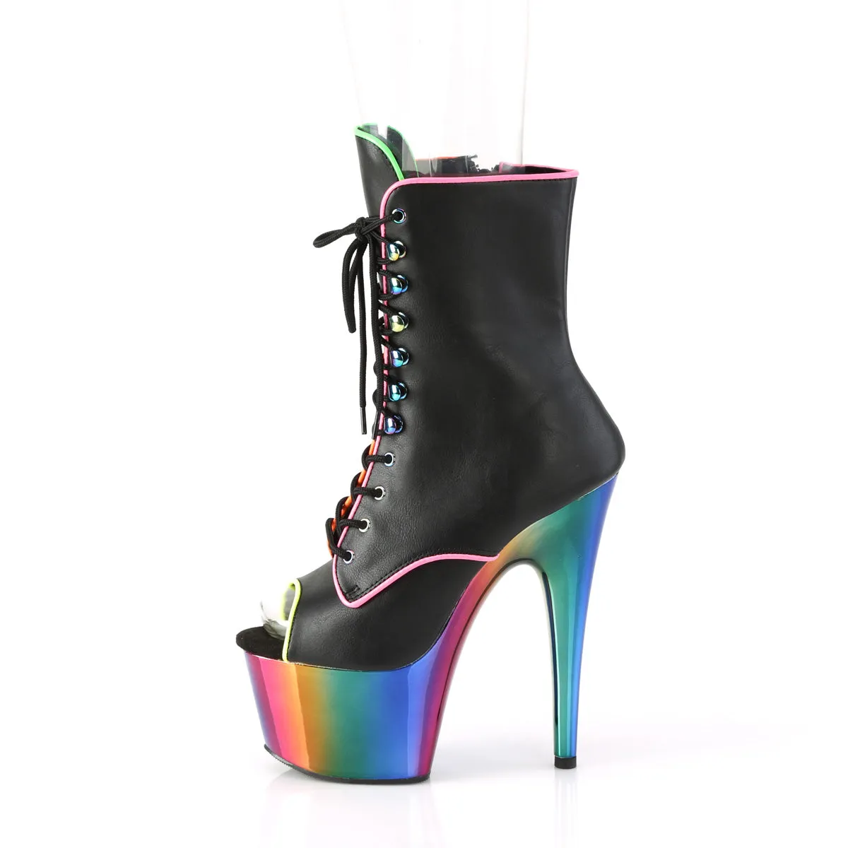 ADORE-1021RC-02 Pleaser Black Faux Leather Sexy Platform Shoes (Pole Dancing Heels)