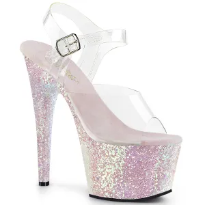 ADORE-708LG Pleaser Clear/Opal Multi Glitter Sexy Platform Shoes (Pole Dancing Heels)