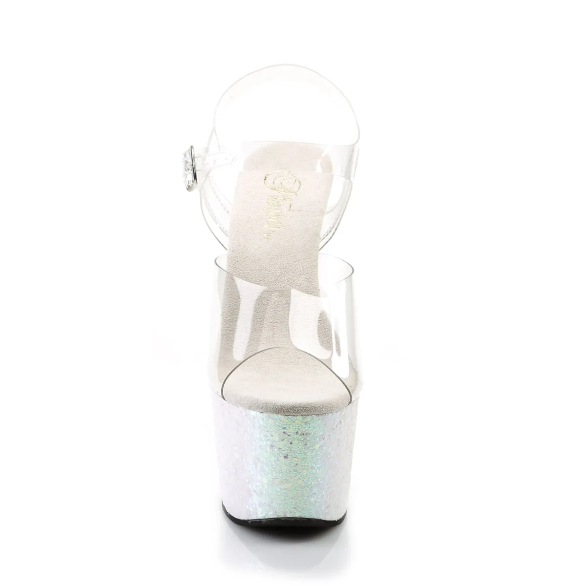 ADORE-708LG Pleaser Clear/Opal Multi Glitter Sexy Platform Shoes (Pole Dancing Heels)