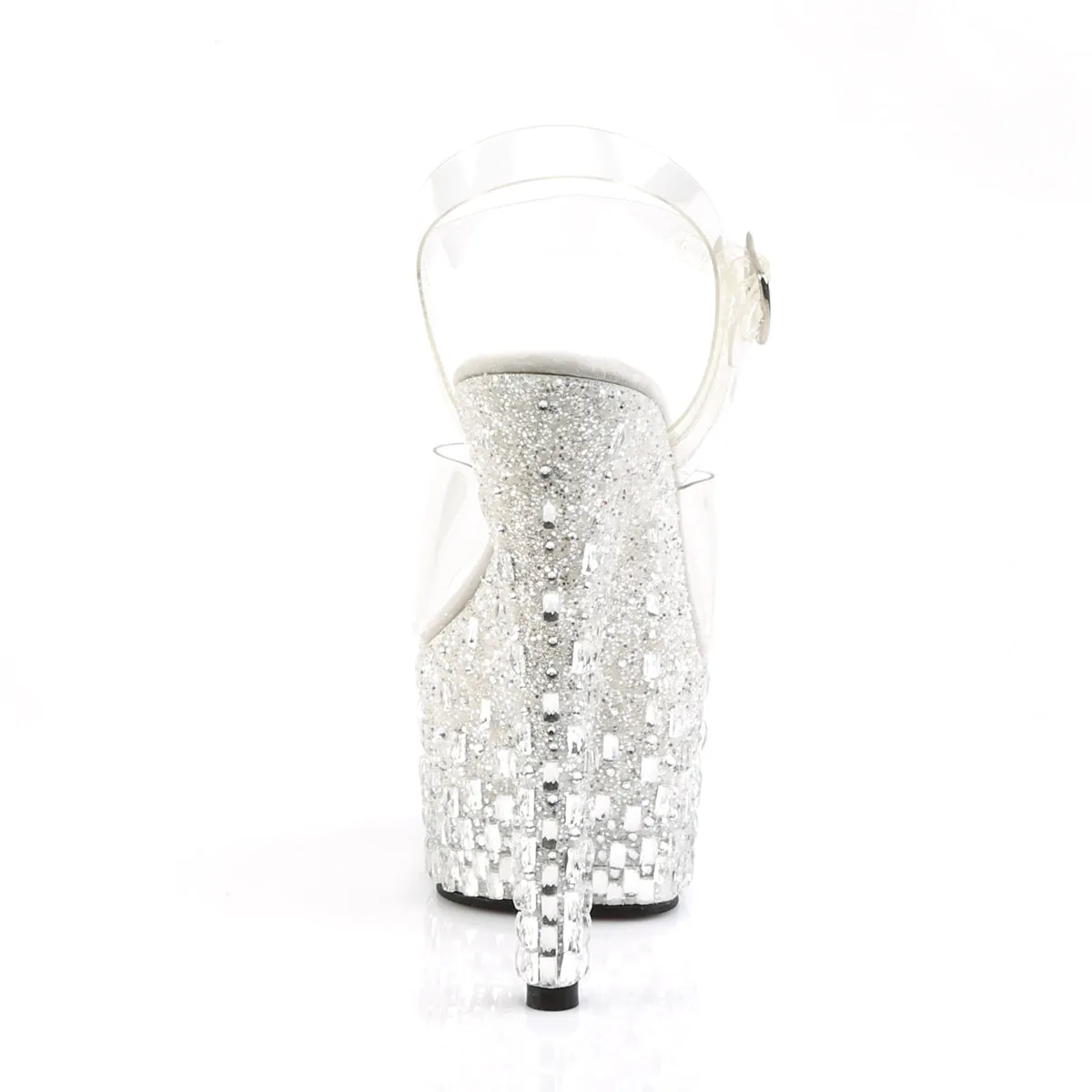 ADORE-708MR-5 Pleaser Clear/White-Silver Sexy Platform Shoes (Pole Dancing Heels)