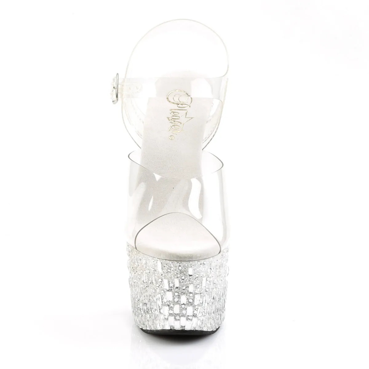 ADORE-708MR-5 Pleaser Clear/White-Silver Sexy Platform Shoes (Pole Dancing Heels)