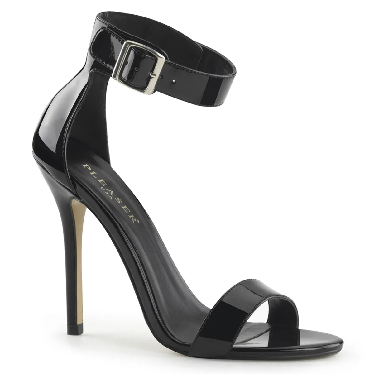 AMUSE-10 Pleaser Black Patent Sexy Single Sole Shoes (Fetish Footwear)