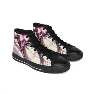 Anime Girl Pink Flowers Women's Classic Sneakers
