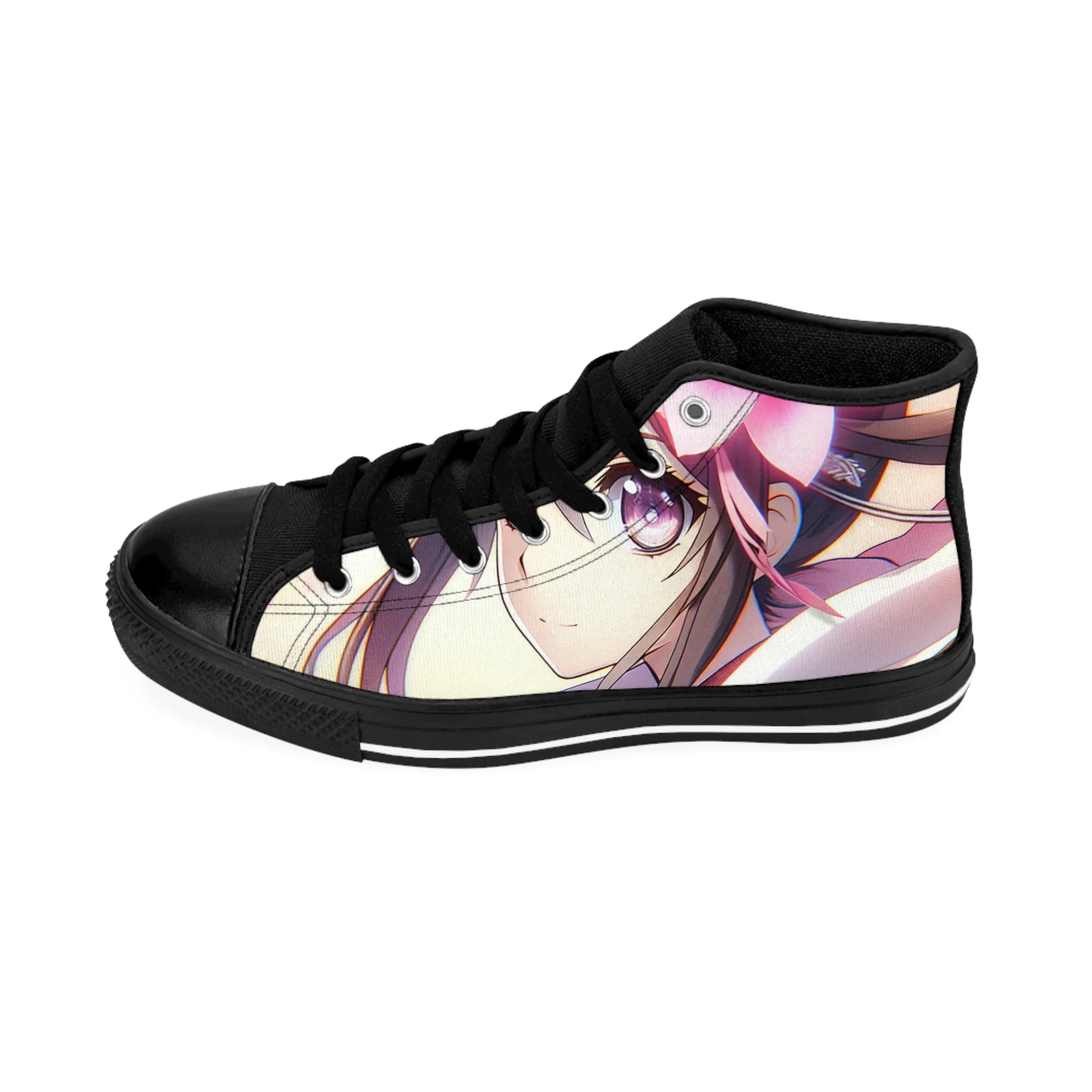 Anime Girl Pink Flowers Women's Classic Sneakers