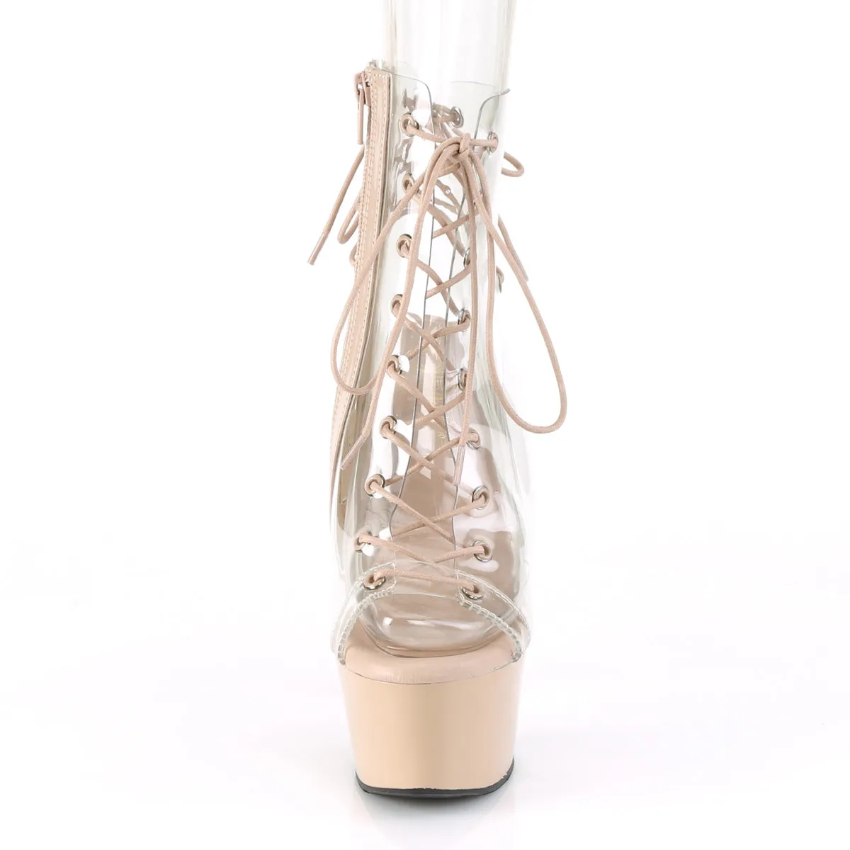 ASPIRE-600-30 Pleaser Clear/Nude Sexy Platform Shoes (Pole Dancing Heels)