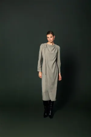 Backless Double-breasted Dress Light Khaki