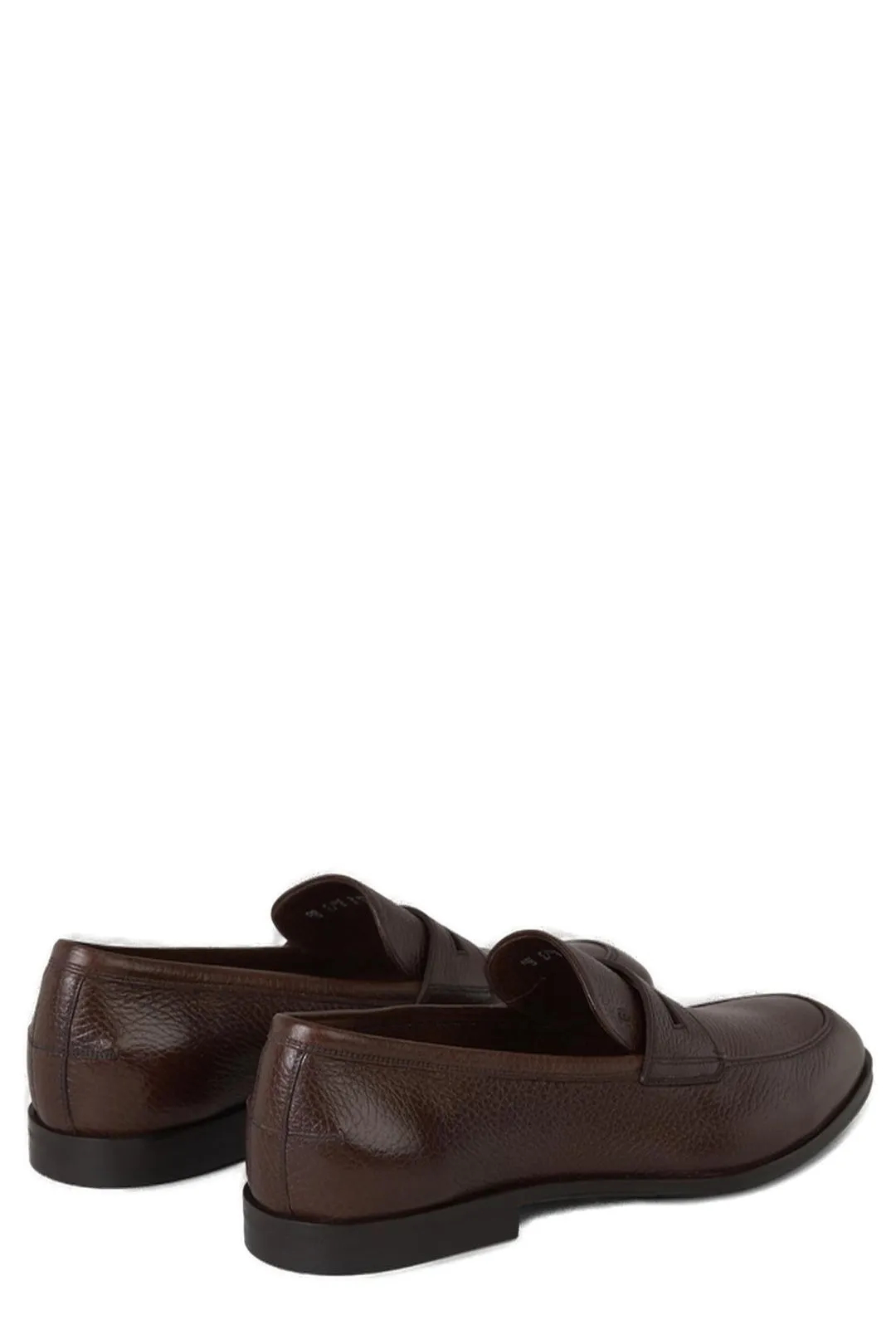 Bally Pebbled Round Toe Loafers