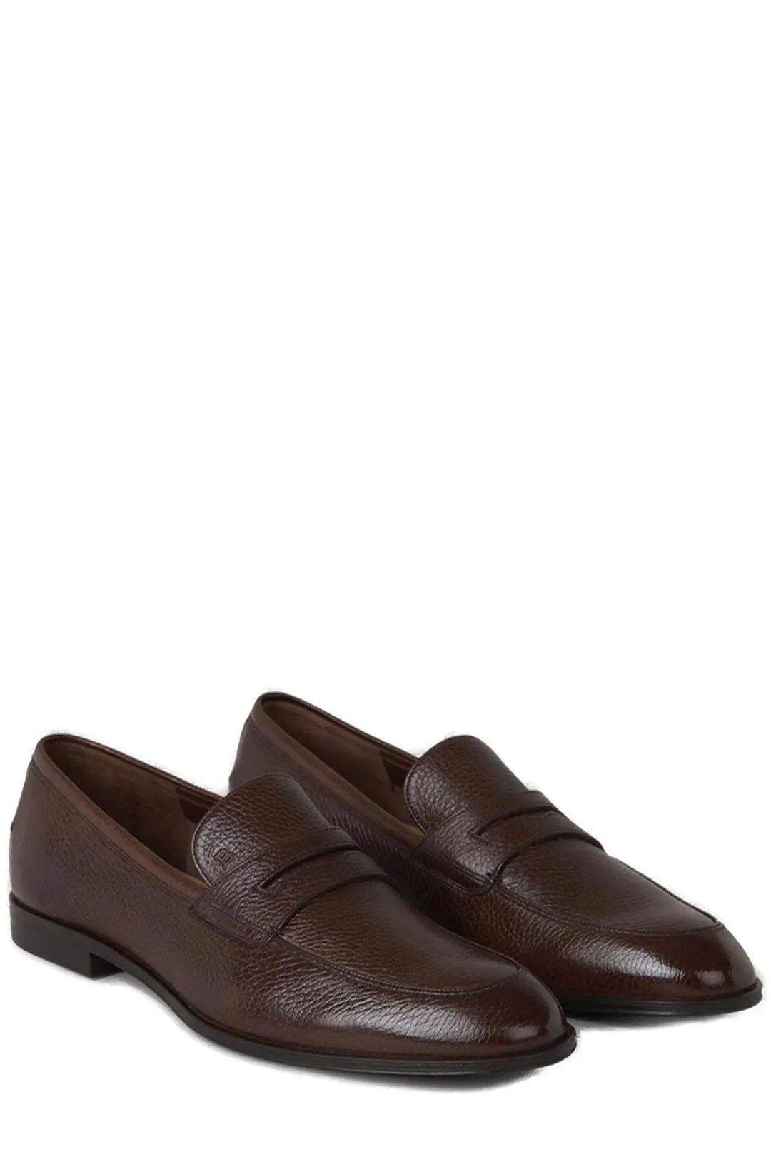 Bally Pebbled Round Toe Loafers