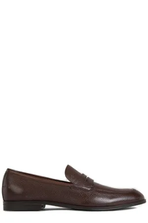 Bally Pebbled Round Toe Loafers