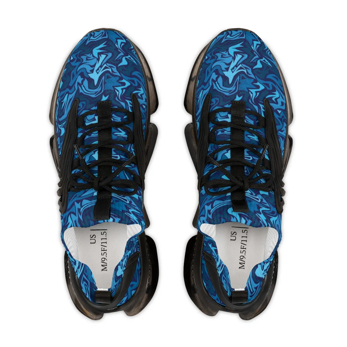 Blue Blur Graffiti Men's Mesh Sports Sneakers