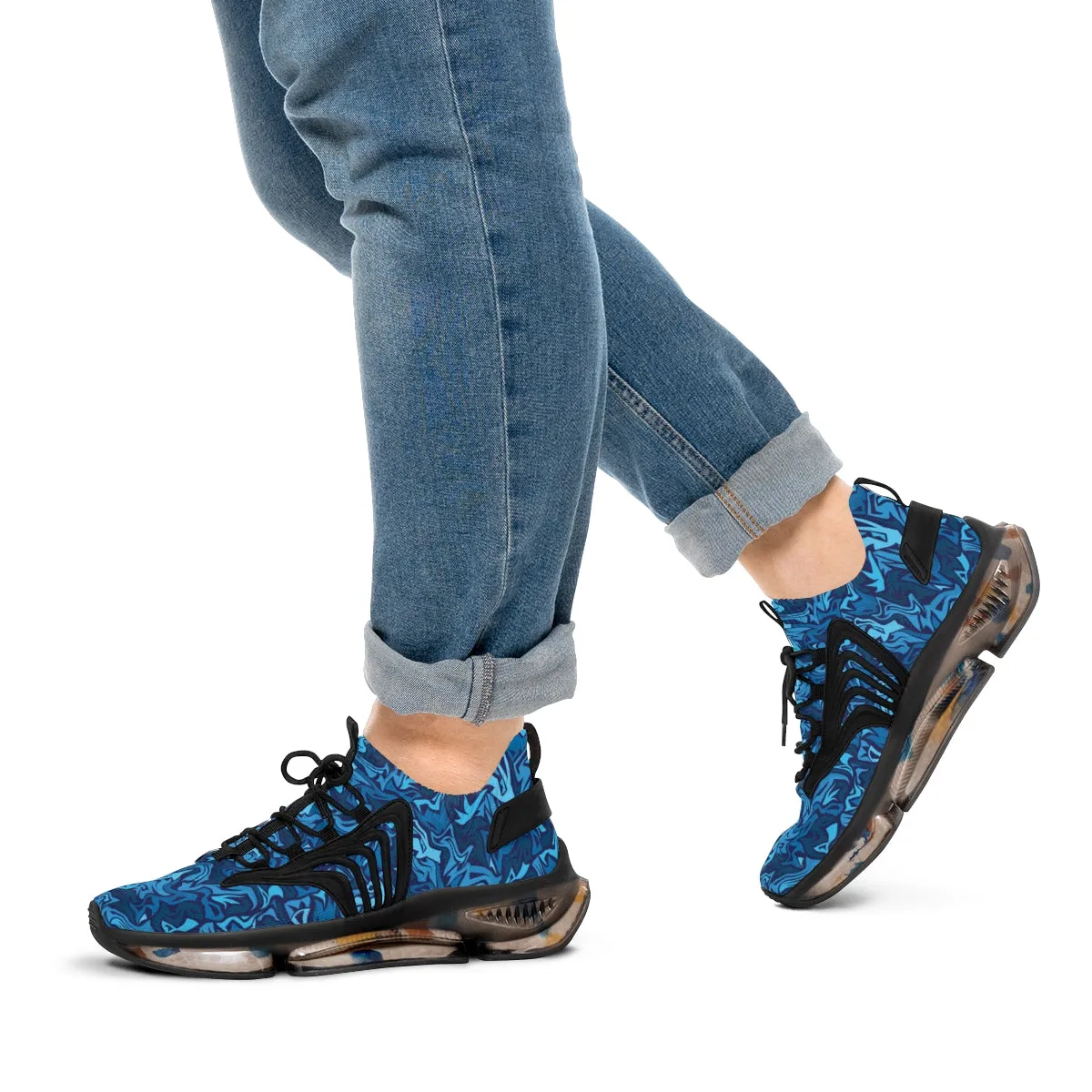 Blue Blur Graffiti Men's Mesh Sports Sneakers