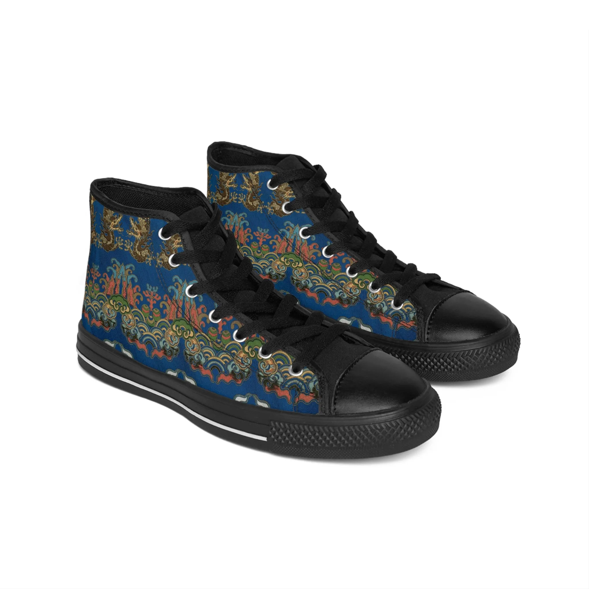 Blue Japanese Dragon Women's Classic Sneakers