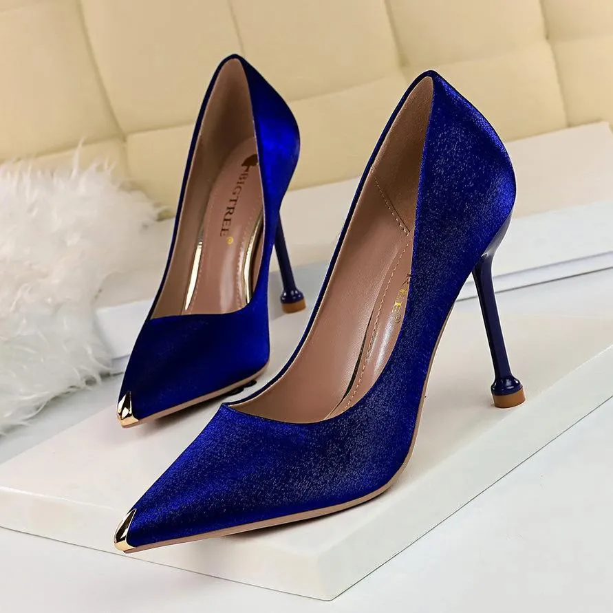 Chicvane Satin Pointed Toe Stiletto Heel Classic Style Party Bridal Shoes