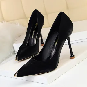 Chicvane Satin Pointed Toe Stiletto Heel Classic Style Party Bridal Shoes