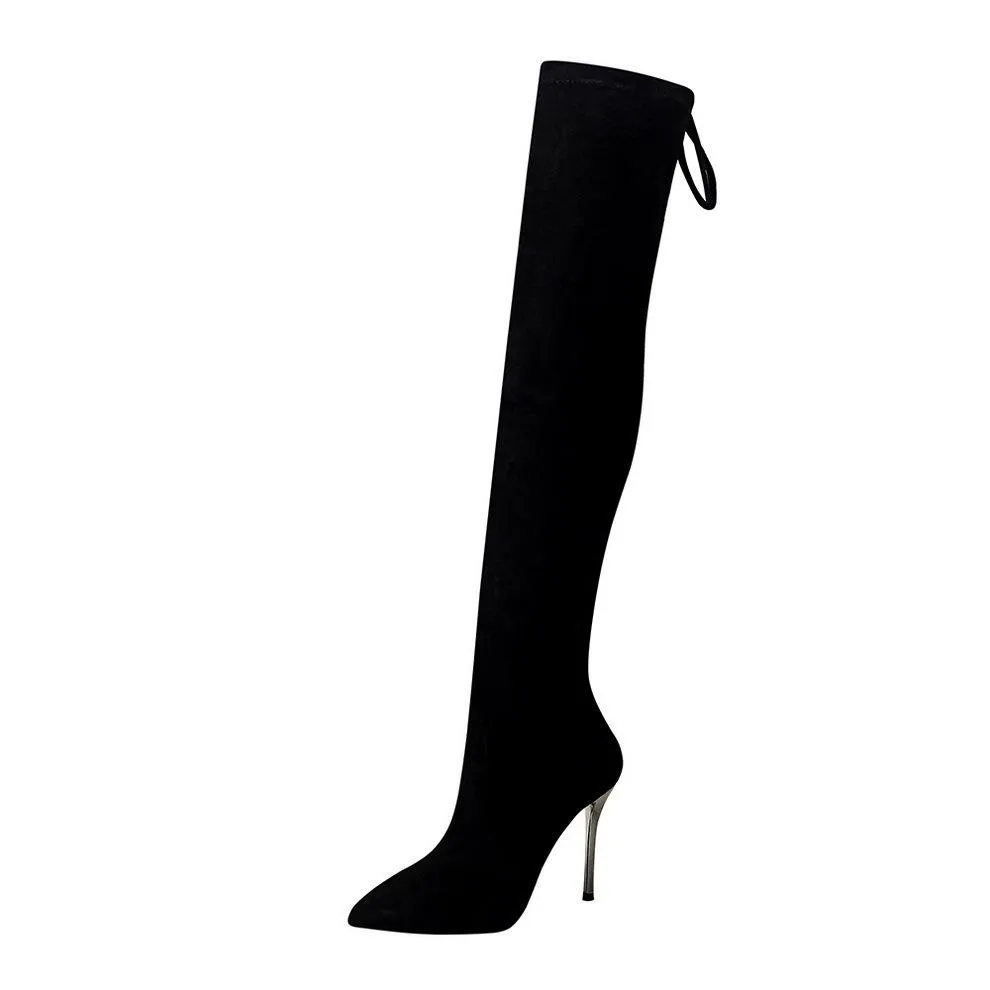 Chicvane Women's Stretch Pointed Toe Stiletto Heel Over The Knee Boots