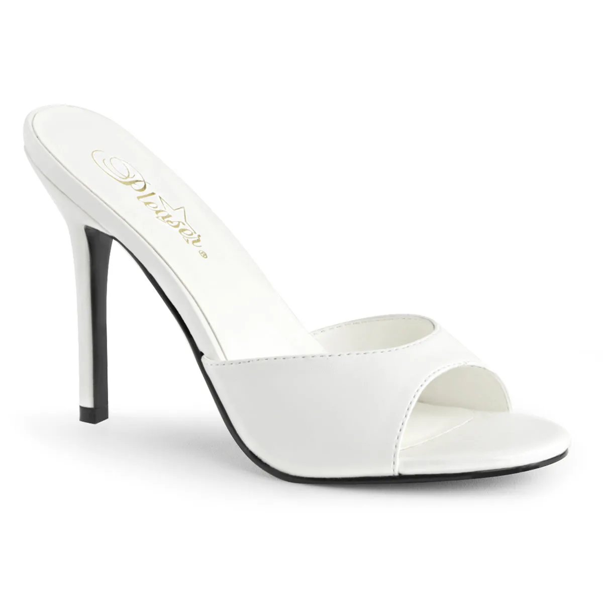 CLASSIQUE-01 Pleaser White Kid Pu Sexy Single Sole Shoes (Fetish Footwear)