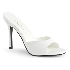CLASSIQUE-01 Pleaser White Kid Pu Sexy Single Sole Shoes (Fetish Footwear)