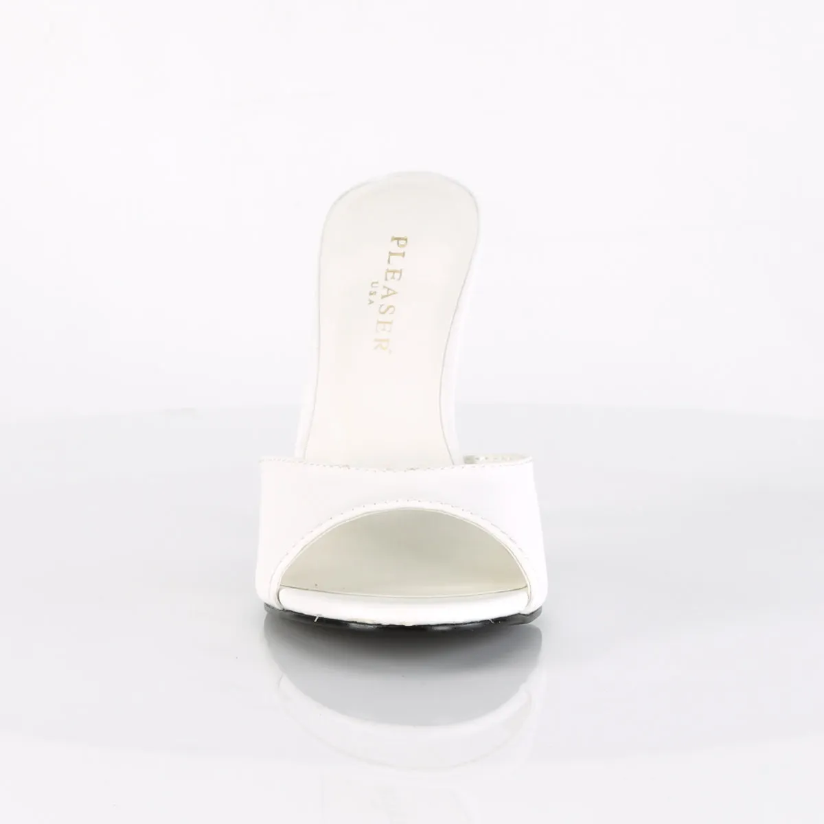 CLASSIQUE-01 Pleaser White Kid Pu Sexy Single Sole Shoes (Fetish Footwear)