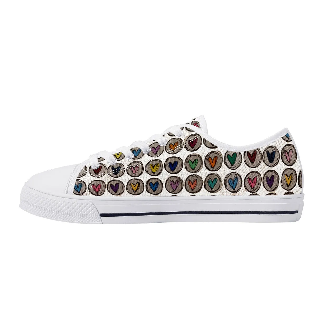 Crazy Hearts Design Canvas Sneakers