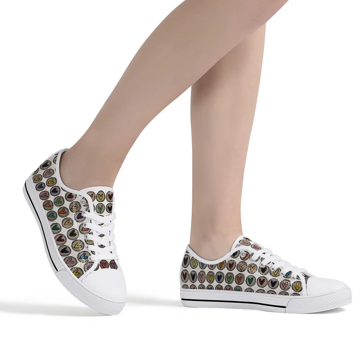 Crazy Hearts Design Canvas Sneakers