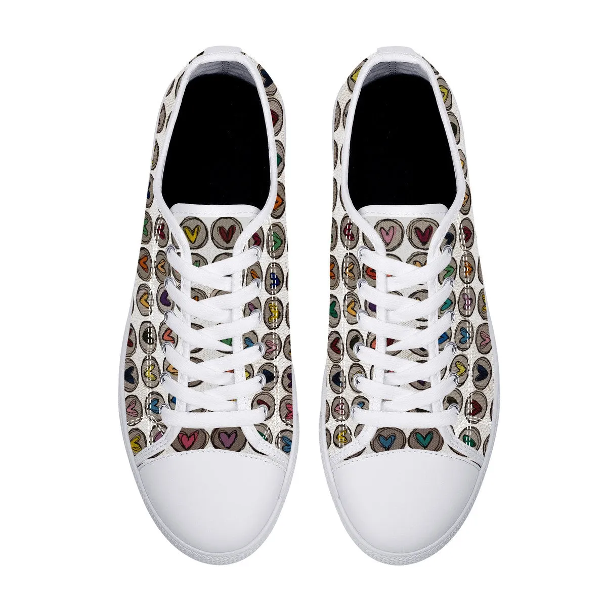 Crazy Hearts Design Canvas Sneakers