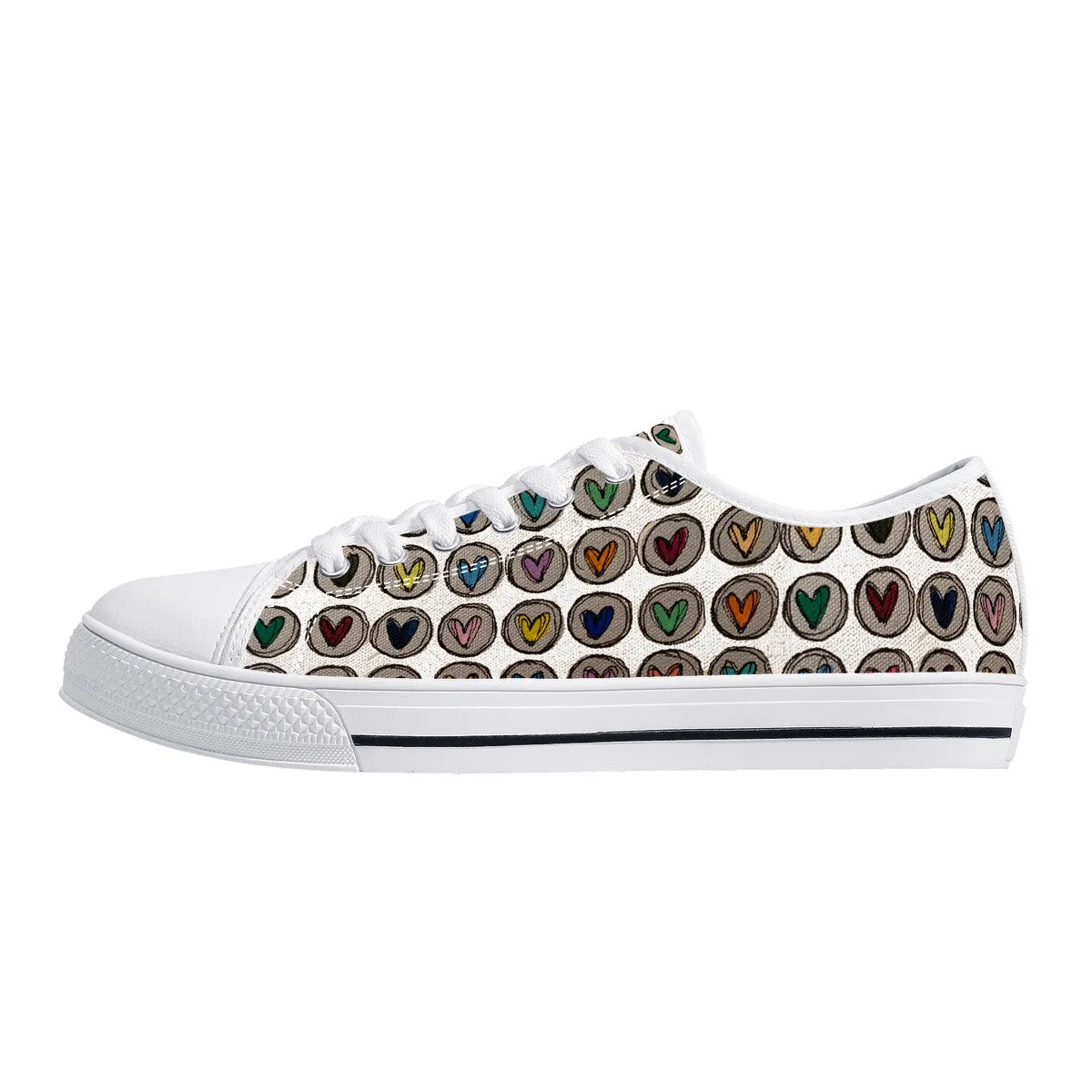 Crazy Hearts Design Canvas Sneakers