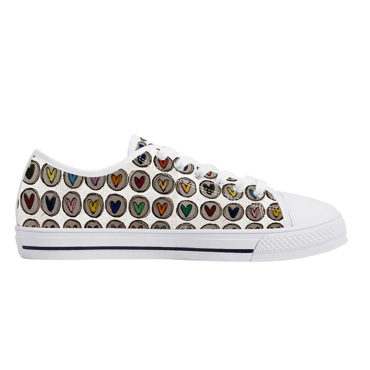 Crazy Hearts Design Canvas Sneakers