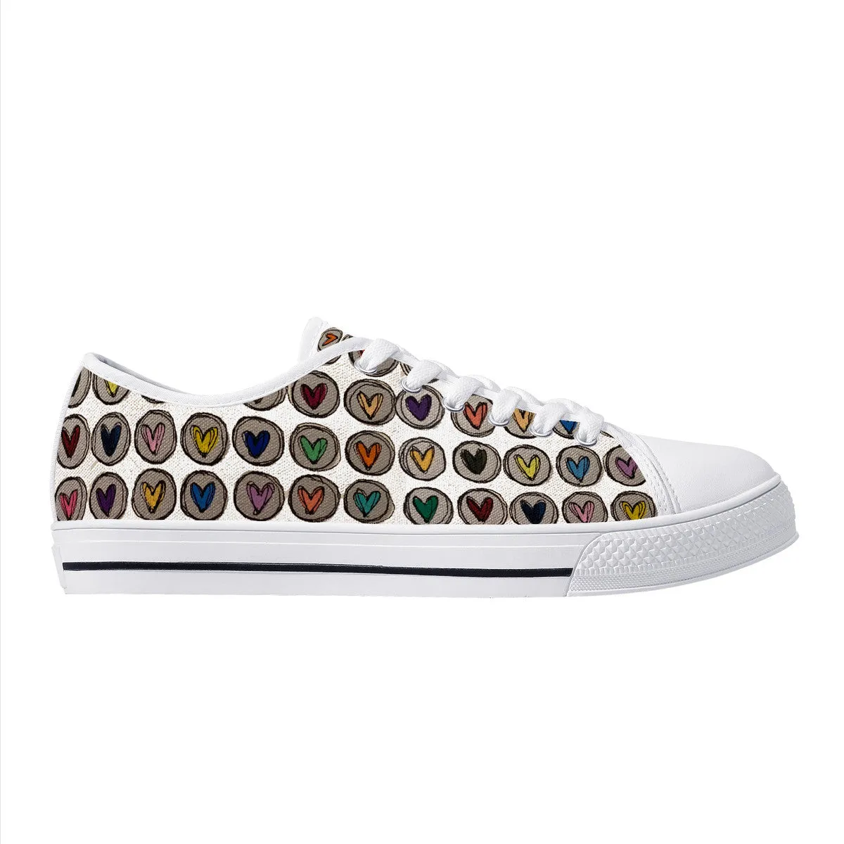 Crazy Hearts Design Canvas Sneakers