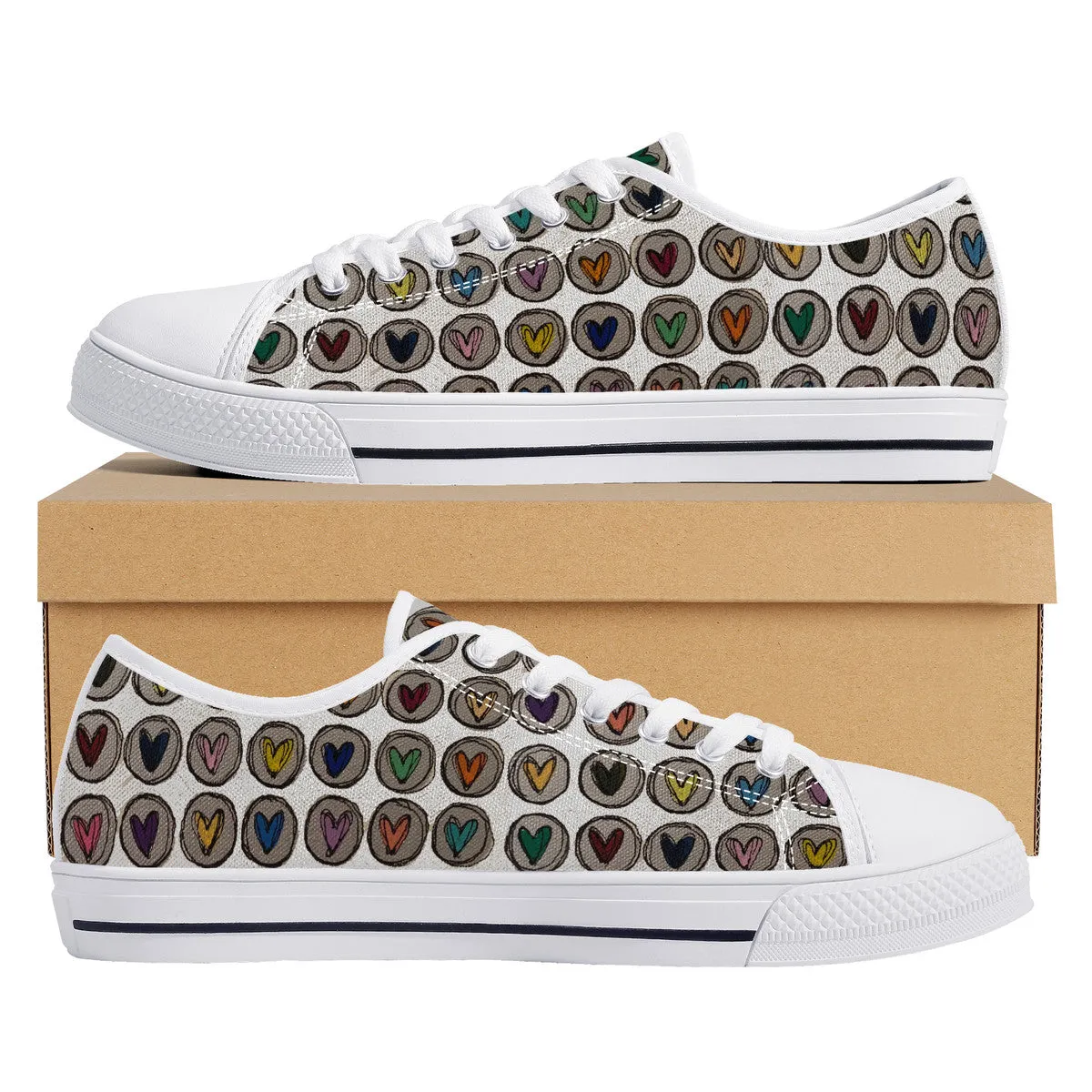 Crazy Hearts Design Canvas Sneakers