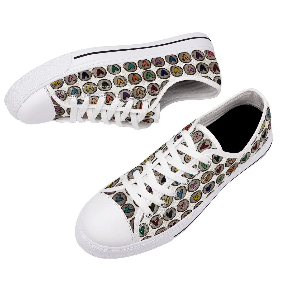 Crazy Hearts Design Canvas Sneakers