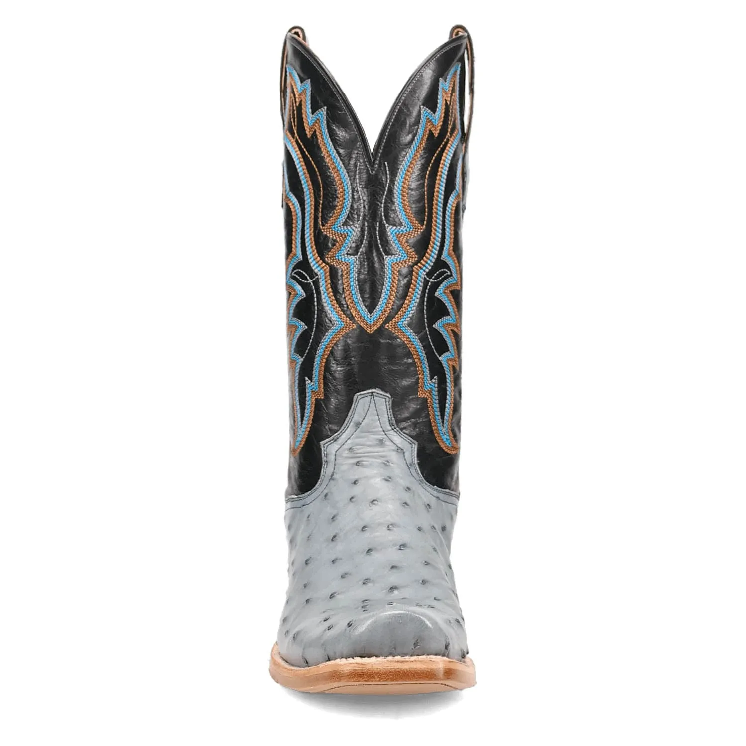 Dan Post Mens Brady Blue/Black Full Quill Ostrich Cowboy Boots