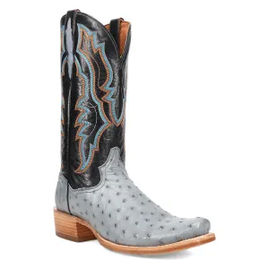 Dan Post Mens Brady Blue/Black Full Quill Ostrich Cowboy Boots