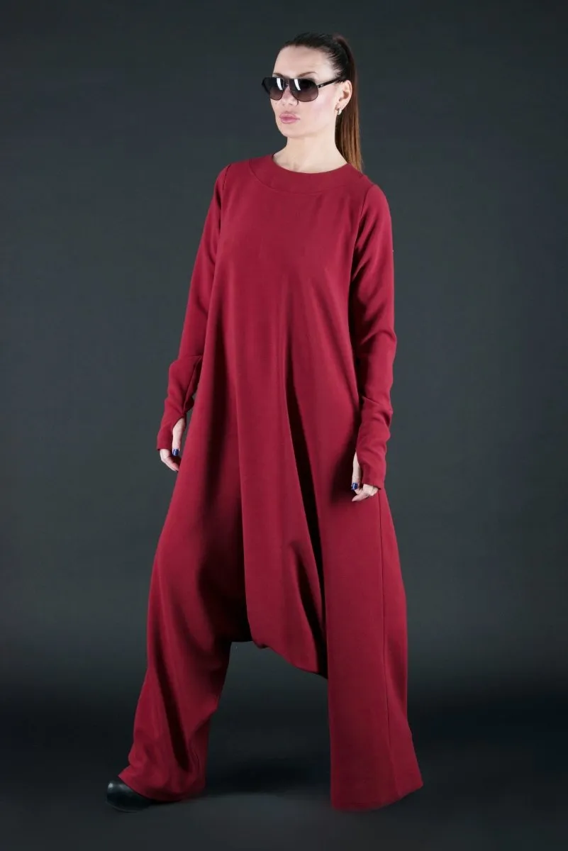 Dark Red Harem Jumpsuit  ERNA