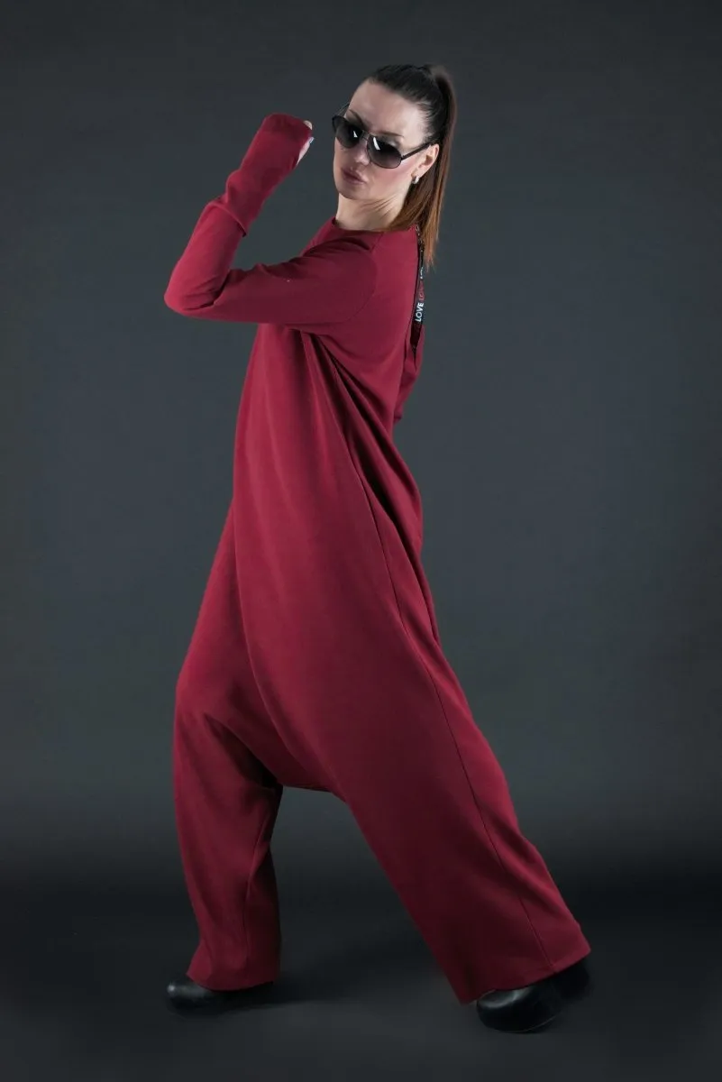 Dark Red Harem Jumpsuit  ERNA