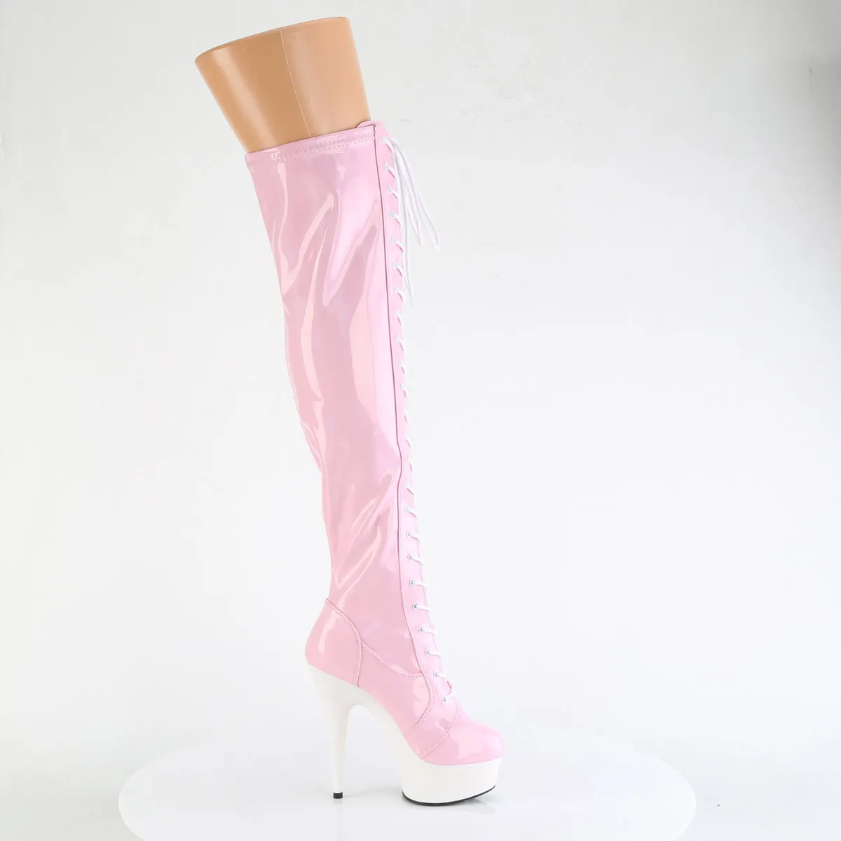 DELIGHT-3029 Pleaser Baby Pink Hologram Sexy Platform Shoes (Pole Dancing Heels)