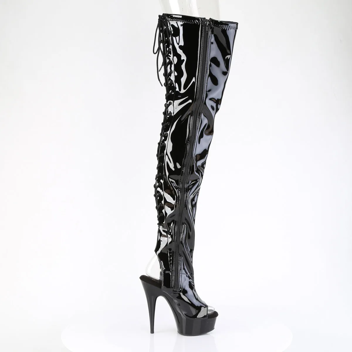 DELIGHT-4017 Pleaser Black Patent Sexy Platform Shoes (Pole Dancing Heels)