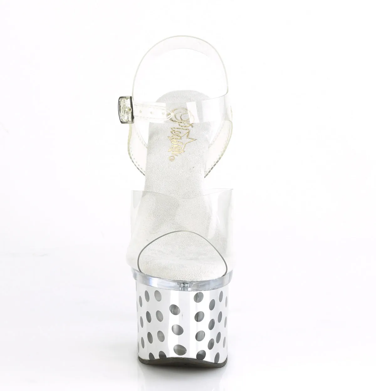 DISCOLITE-708DOTS Pleaser Clear/Silver Chrome Sexy Platform Shoes (Pole Dancing Heels)