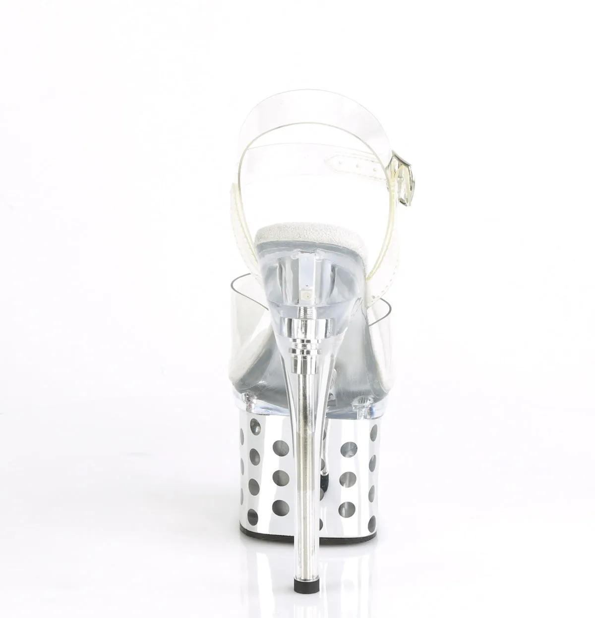 DISCOLITE-708DOTS Pleaser Clear/Silver Chrome Sexy Platform Shoes (Pole Dancing Heels)
